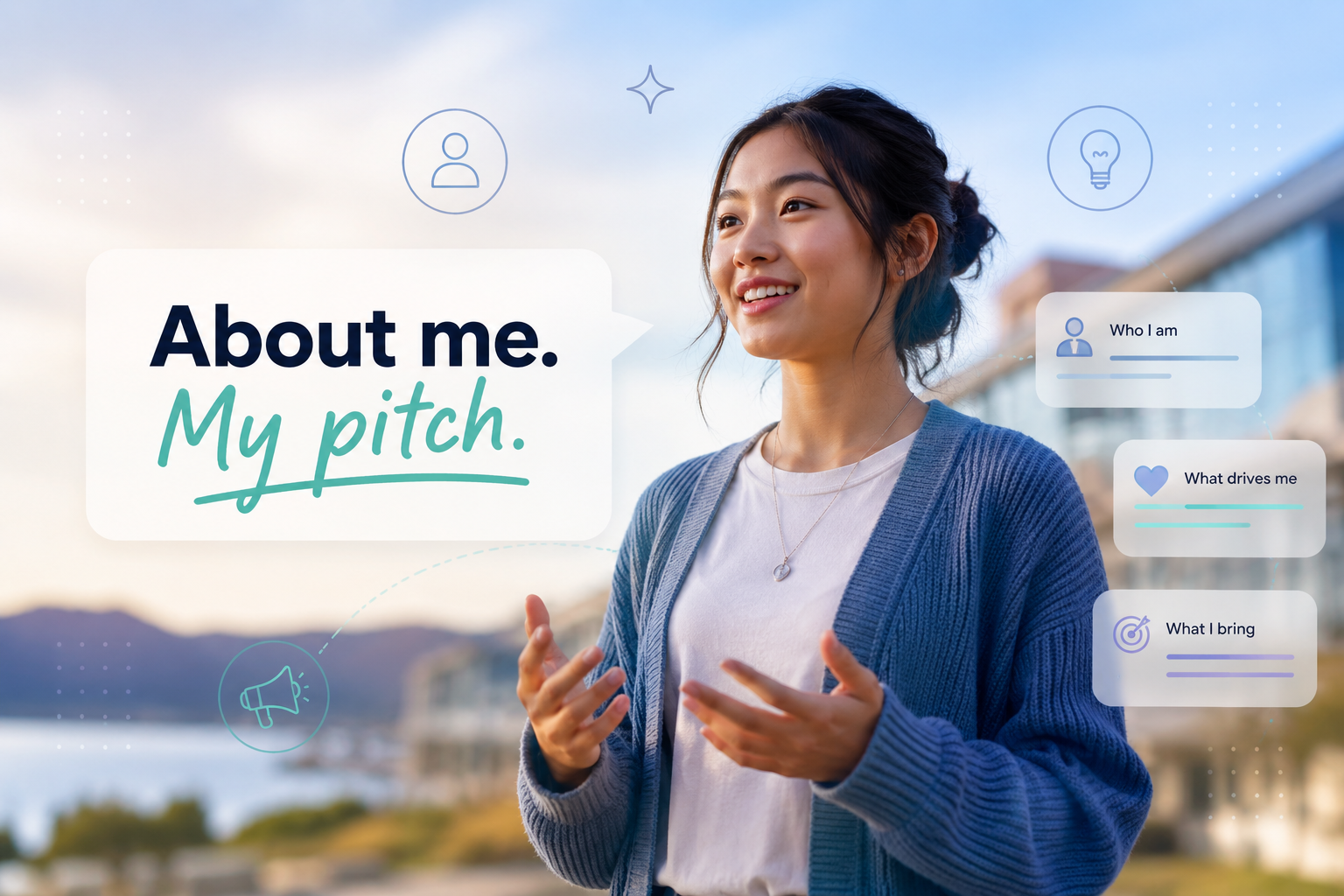 Student crafting their About Me pitch with AI coaching support